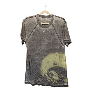 Nightmare Before Christmas Graphic Distressed Mineral Wash T-shirt Womens MEDIUM